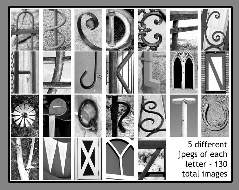 Letter Art DOWNLOAD Black and White Images Create Etsy