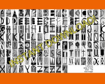 TÉLÉCHARGEMENT IMMÉDIAT photographie alphabet lettre Art - 130 images jpg individuelles de 4 x 6 photos alphabet noir et blanc - Noël personnalisé