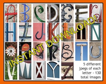Letter Art DOWNLOAD - 130 Images Full Color - Create Personalized DIY Last Name Letter Art with 4x6 jpeg alphabet photos