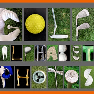 GOLF Letter Art DOWNLOAD - 130 imagens em cores - Crie fotografia personalizada do alfabeto com sobrenome DIY com fotos do alfabeto jpeg 4x6