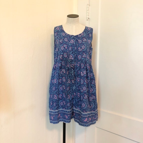 Vintage 1980s 1990s Paisley Romper Babydoll Indian