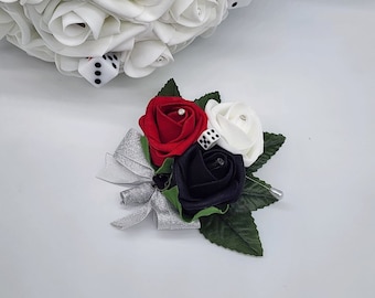 Las Vegas Wedding red, black, and white Corsages and Boutonnieres, Card Suite, Matching Bouquets Available, Destination Weddings