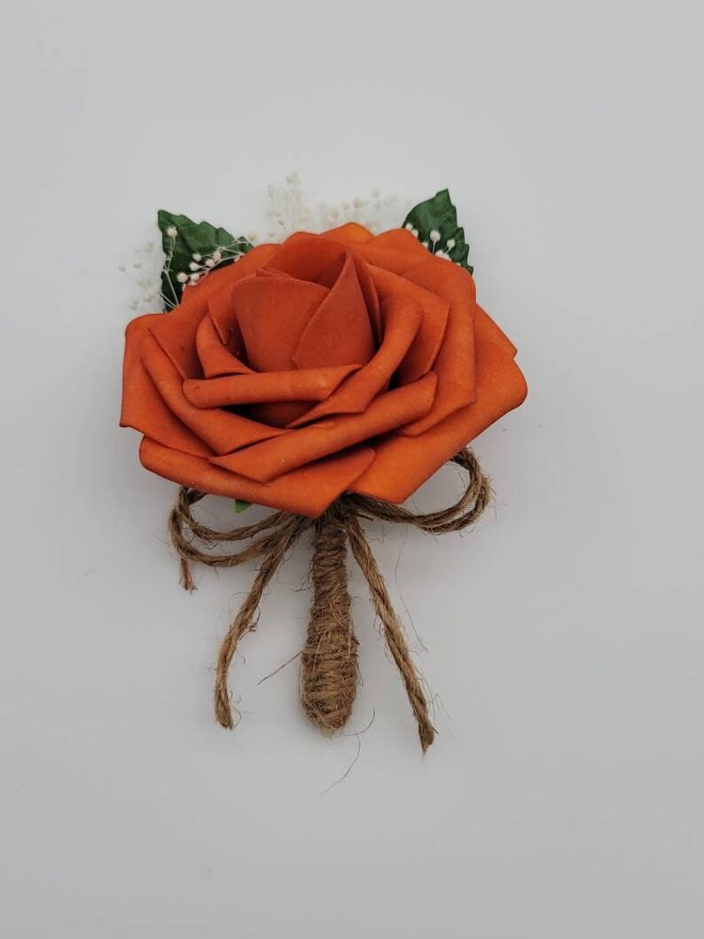 Burnt Orange and Burlap Boutonnieres and Corsages27 Colors Etsy