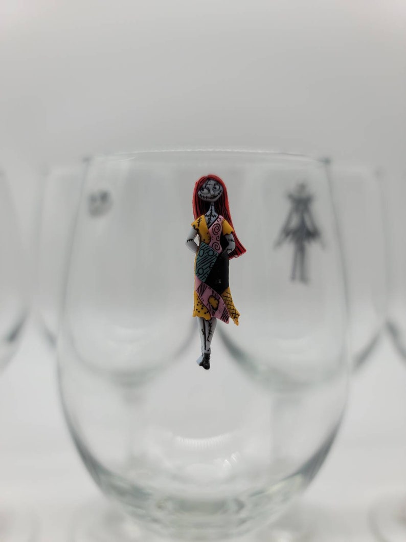 Halloween wine glass charms wine glass markers stemless wine glass charms Nightmare Before Christmas magnetic wine glass charms
