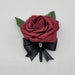 Burgundy And Black Skull Boutonniere,Burgundy Skull Corsage, Gothic Wedding, Halloween, Matching Bouquets Available, 27 Colors Available 