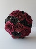 Black And Burgundy Skull Bouquet, Gothic Bouquet, Bridesmaid Bouquet, Toss Bouquet, Matching Boutonnieres, Corsages, Available in 27 Colors 