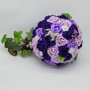 Sword Bridal Bouquet, Fantasy,Vikings, Dark Purple and Lilac bouquet,Themed,Available in 27 Colors,Boutonnieres and Corsages Available