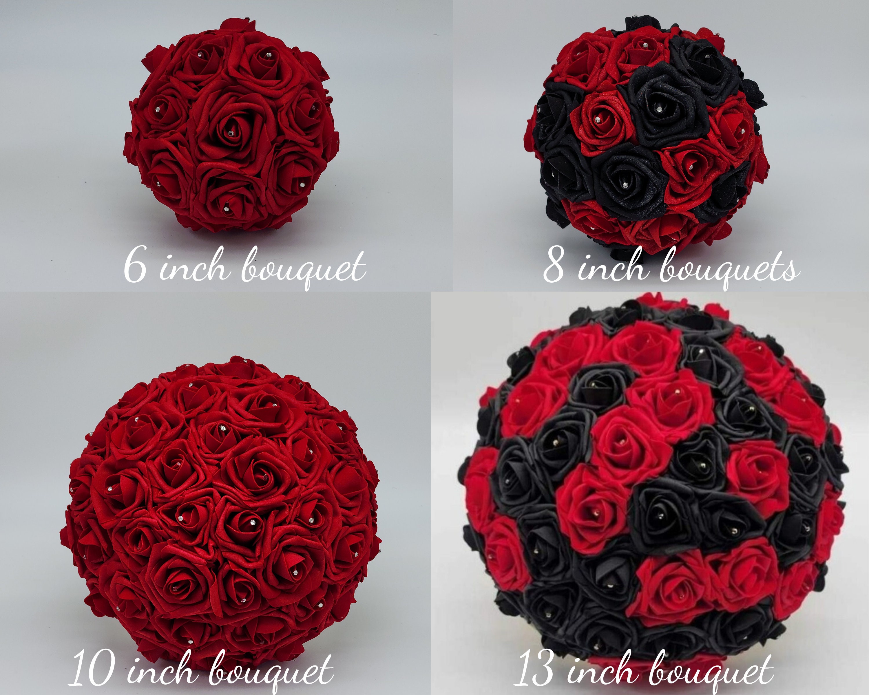 Wedding Bouquet,Red Bouquet for Bride Bridesmaids with Diamond Soft Ribbons  Artificial Rose Bridal Holding Flowers for Wedding, Party and Church 