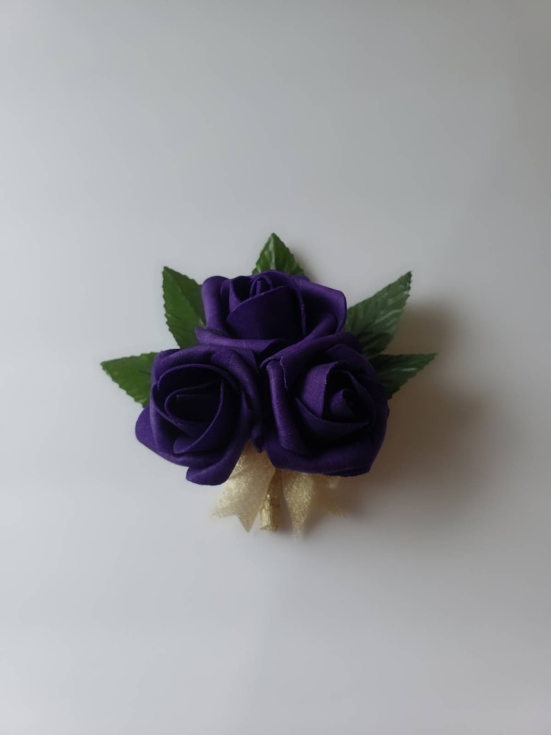 Matching Bouquets Available Purple And Black Boutonnieres And Corsages 25 Colors Available Corsages Available In Pin On And Wrist
