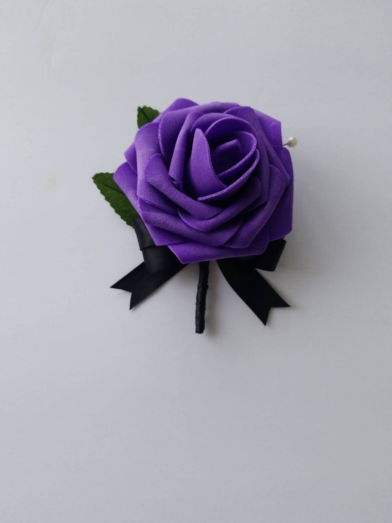 Matching Bouquets Available Purple And Black Boutonnieres And Corsages 25 Colors Available Corsages Available In Pin On And Wrist