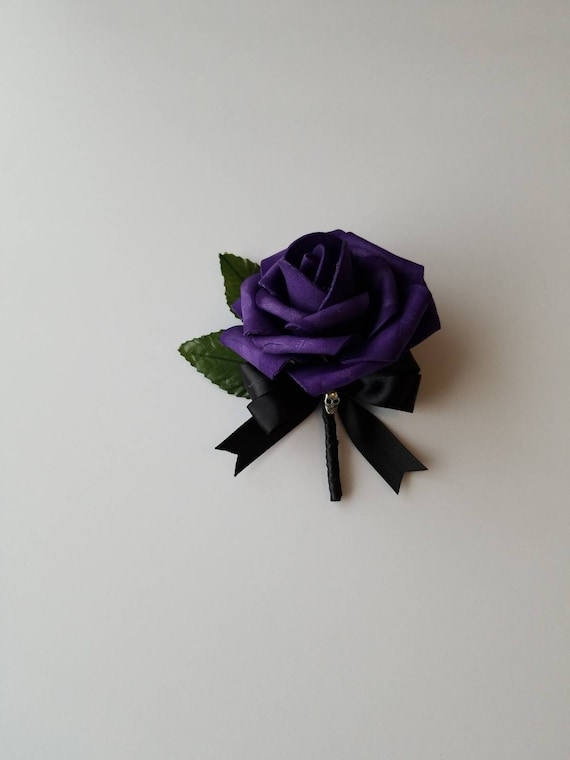Goth Boutonnieres,26 Colors Available,Corsages Available In Pin On And Wrist Matching Bouquets Available Gothic Skull Black Boutonniere