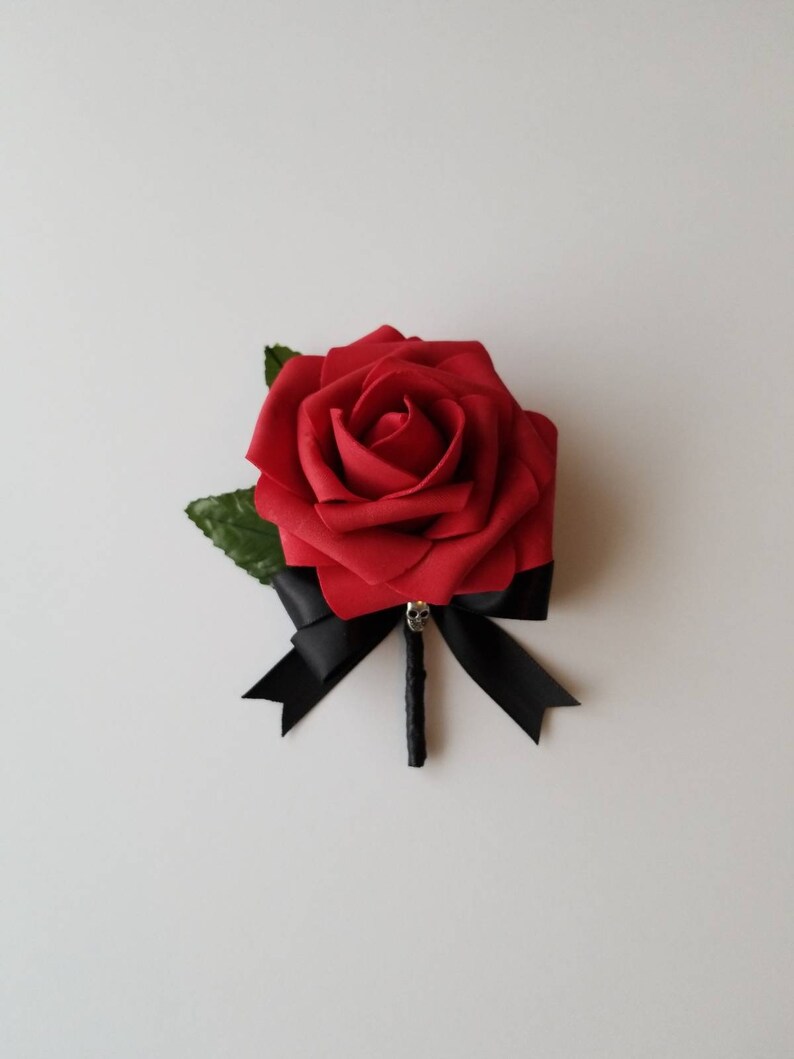 Matching Bouquets Available Gothic Skull White And Pink Boutonniere,Goth Corsage,25 Colors Available,Corsages Available In Pin On And Wrist