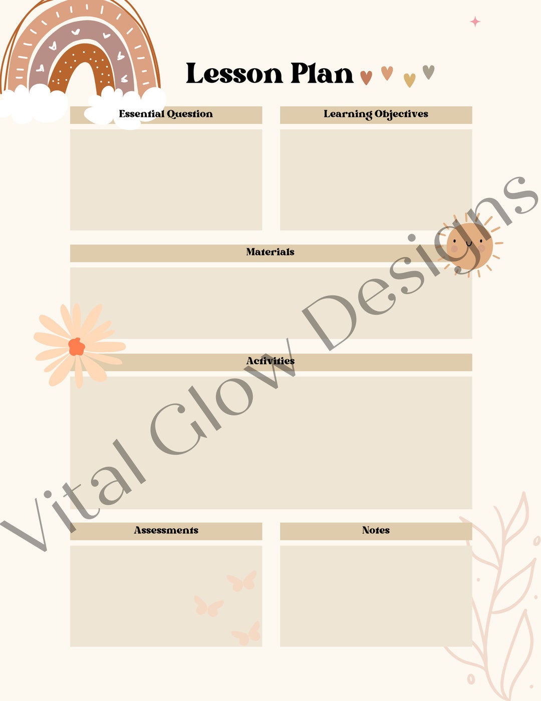 Boho Theme Lesson Plan for Teachers Planning - Etsy