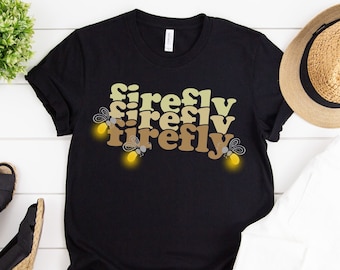 Firefly Shirt, Cute Lightning Bug T-shirt, Womens Fireflies Tee, Summer Nights T, Camping Tshirt,Lady Fire Fly Graphic Shirt,Gift For Mother