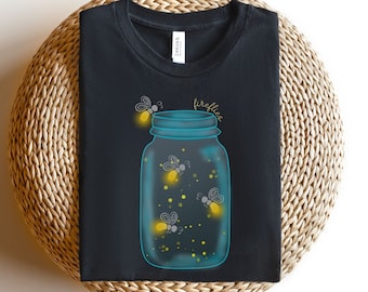 Firefly Shirt, Cute Lightning Bug T-shirt, Womens Fireflies Tee, Summer Nights T,Camping Tshirt,Lady Fire Fly In A Jar Shirt,Gift For Mother