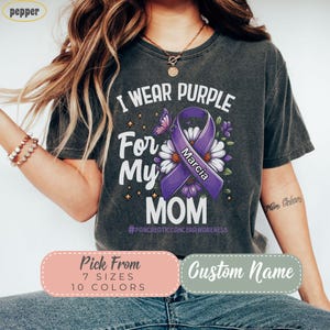 Personalized Pancreatic Cancer Shirt, Support for Mother Mama Mom Tee, Survivor Gift, Purple Ribbon T-shirt Awareness,Comfort Colors® Tshirt