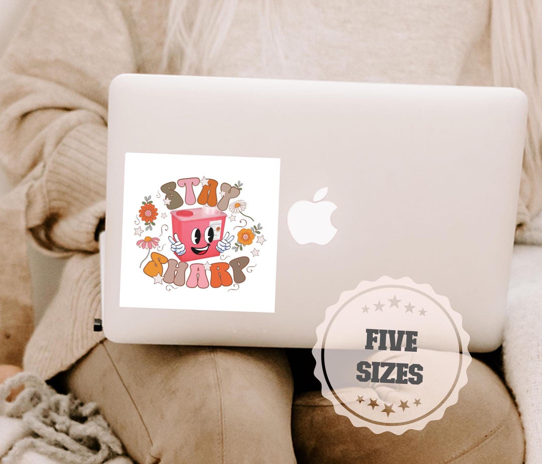 Stay Sharp Funny Retro Sticker, Square Vinyl Decal, Gift for IV ...