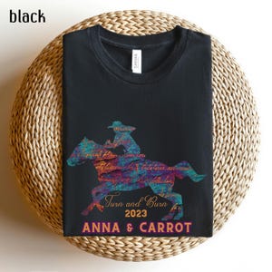 Chemises personnalisées de course de barils, cadeau de course de barils personnalisé pour une course de barils, cadeau de course de barils, t-shirt Turn and Burn, t-shirt équestre