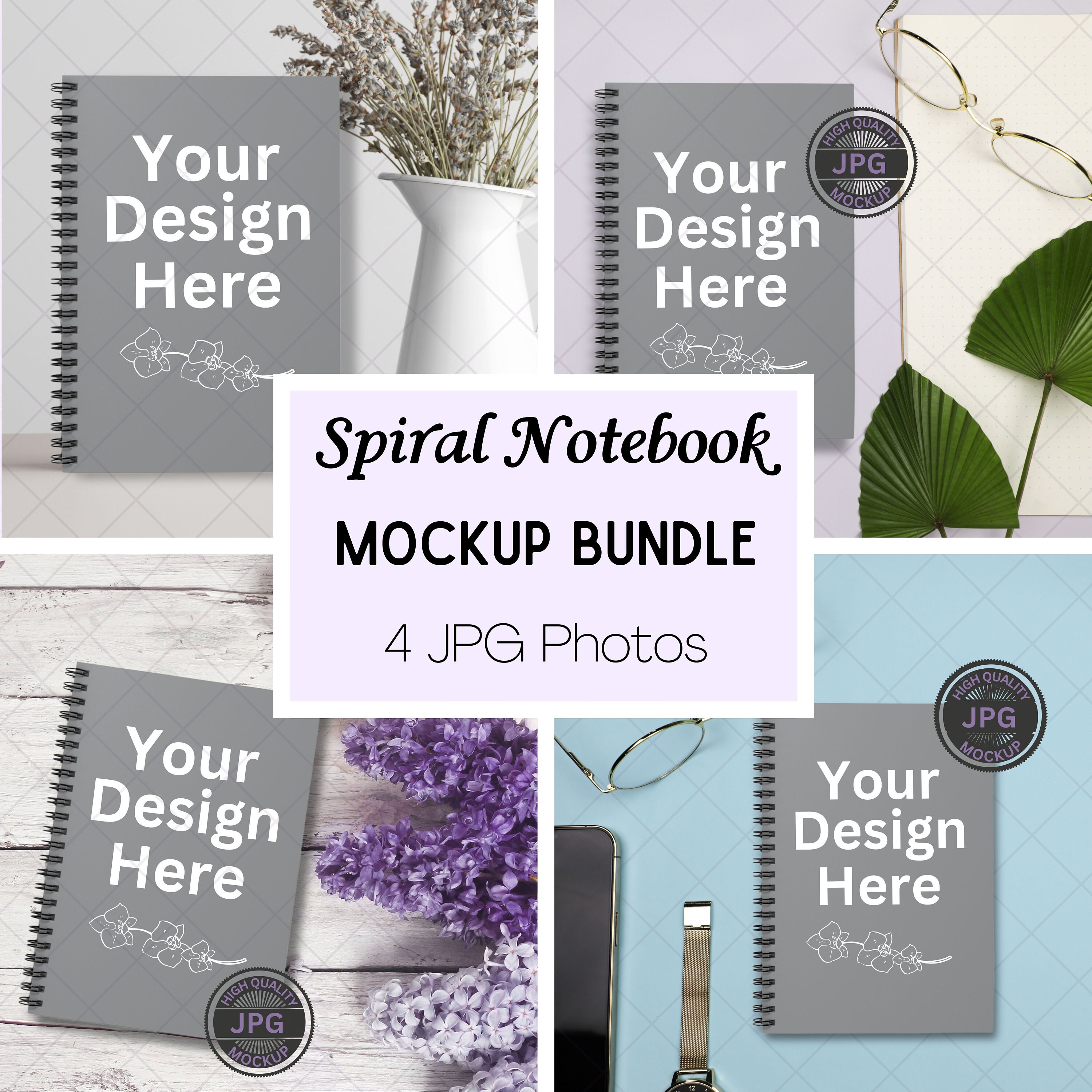 Spiral Notebook Mock Up, Notebook Mockup, Diary Mockup, Gray Journal ...