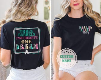 Youth Ladies Barrel Racing Horse T-Shirt Gift For Barrel Race, Personalized Custom Barrel Racer Tee, Turn And Burn Tshirt,Rodeo Riding Shirt