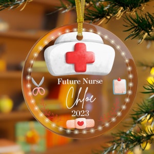 Future Nursing Student  Personalized Gift Ornament, Future Student Nurse Graduate, Nurse Graduation Gift, Round Glass Custom RN Ornament