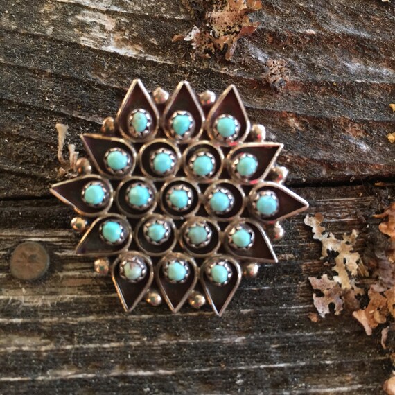 Turquoise/silver pin/pendent - image 1