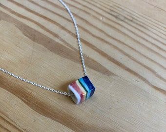 Rainbow necklace, cube