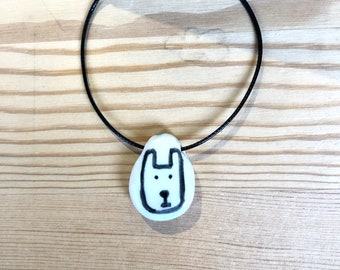 dog necklace, dog jewelry, dog, ceramic jewelry, adjustable cord