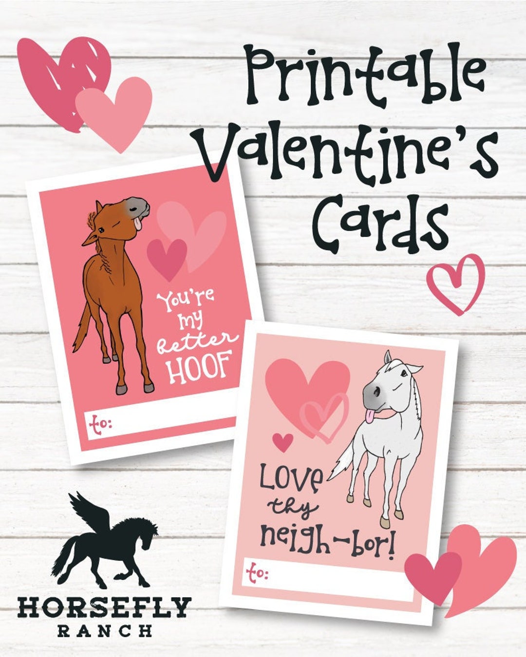Printable Horse Valentine's Day Cards Horse Classroom Etsy