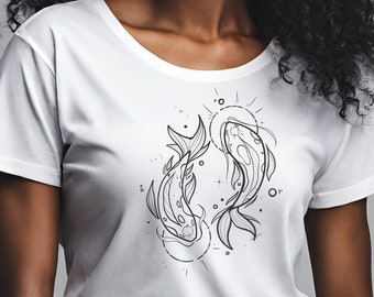 Koi Fisch T-Shirt, Koi Fisch Shirts, Koi Fisch Drucke, Koi Fisch Sweatshirts, Minimalistisches Shirt, Koi Fisch Kunst, schwarze und weiße Hemden, Koi Fische