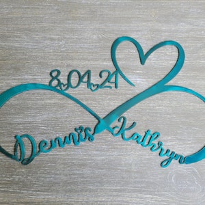 Personalized 11th Steel Wedding Anniversary Gift for Couples, Infinity Loop Eternal Love, Names and Custom Date Sign, Engagement Wall Art