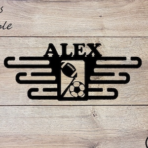 Personalized Medal Award Trophy Ribbon Tiered Multiple Holder Hanger Wall Display Rack, Football, Baseball, Soccer Medals, Custom Kids Name