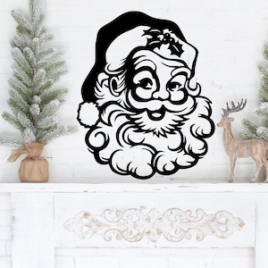 Metal Wall Art Vintage Christmas Santa Clause, St Nick, Hanging Décor Decoration Sign