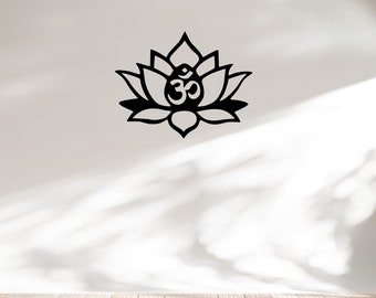 Metal Wall Art Sign Lotus Flower [ Namaste Yoga Dance Pilates Studio Décor Meditation AUM OM Symbol Hindu