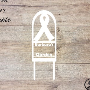Durable Metal Sign, Personalized Outdoor Name Cancer Hope, Awareness, Support Ribbon Tribute with Ground Stakes, Yard Stake, Garden