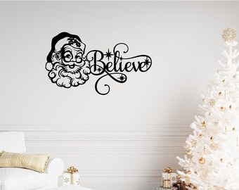 Metal Wall Art Vintage Christmas Santa Clause, St Nick Believe Décor Sign