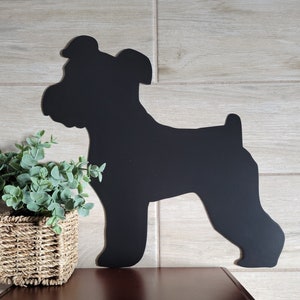 Metal Wall Art, Schnauzer Puppy Silhouette Dog Profile with Natural Non Cropped Ears Powder Coated Durable Sign, Yard Art