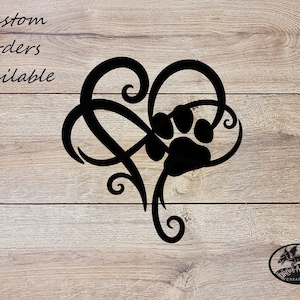 Metal Wall Art Sign, Infinity Heart Paw Print, Pet Best Friend Endless love, Memorial Loss Dog Cat Home Décor Gift Idea