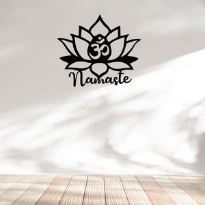 Metal Wall Art Sign Lotus Flower [ Namaste Yoga Dance Pilates Studio Shala Space Décor Meditation AUM OM Symbol Hindu Home House Hanging