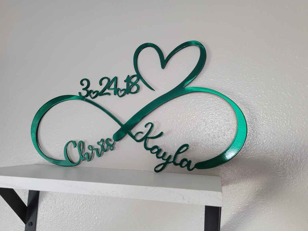 Personalized Metal Infinity Symbol 35th 55th Emerald Green Jade