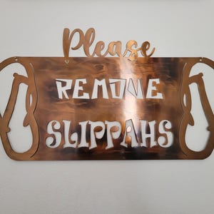 Please Remove Shoes Slippers Remove Slippahs, Metal Sign, Door Wreath, Porch Lanai, Tropical Beach House Home Decor Sign,Gift, Aloha, Mahalo