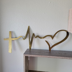 Christliche Wandkunst Aus Metall - Herz & Kreuz Mit Betenden Händen, 40x40 Cm, Für Wohnzimmer, Büro Oder Als Geschenk