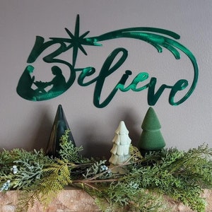 Arte de pared de metal de color personalizado, letrero de decoración navideña, belén minimalista, decoración de pared con letrero, idea de regalo familiar cristiano