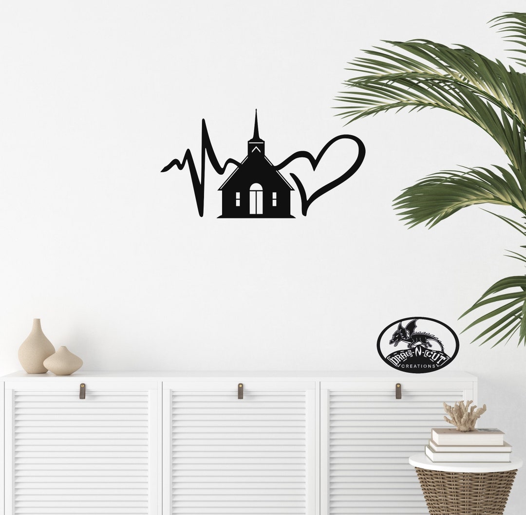Metal Wall Art Faith Hope Love Church Sign, Heart Heartbeat Symbol ...