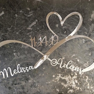 Personalized Metal Infinity Symbol Handcrafted Wall Art, Name, Date, Wedding, 25th Silver 11th 50th Anniversary, Heart Husband Wife Artisan