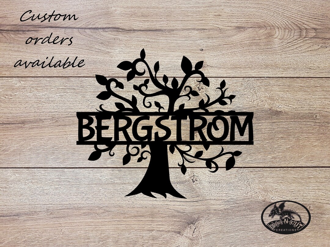 Metal Wall Art Personalized Custom Family Tree, Monogram Last Name ...