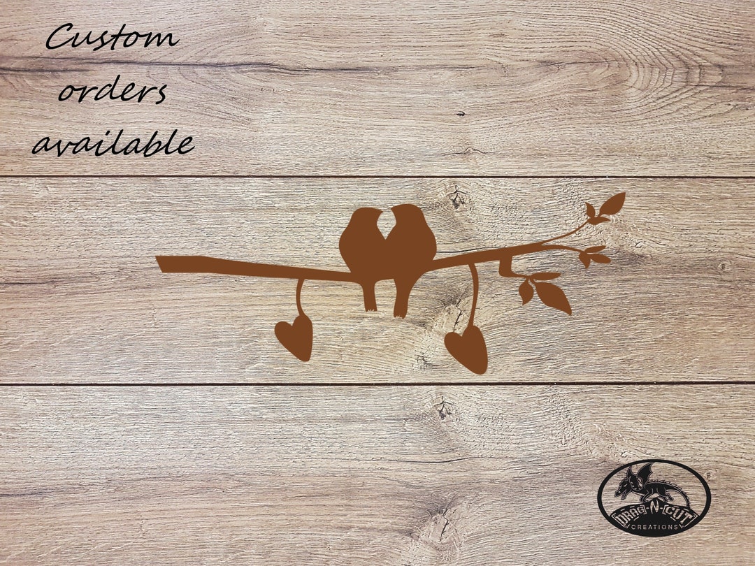 Metal Wall Art Sign, Love Birds on a Tree Branch With Hearts Home Décor ...