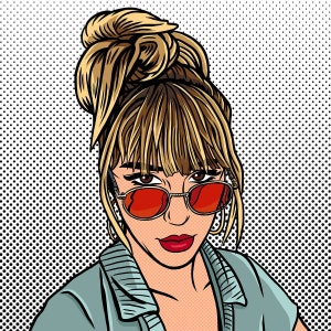 Aangepaste portretillustratie / POP ART-stijl / aangepast portret & aangepaste achtergrond / voor digitaal gebruik en persoonlijke afdrukken