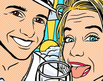 Custom Couple Portrait, Pop Art Anniversary Gift (Digital File)