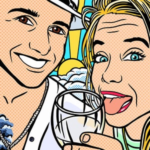 Valentines Day Gift / Anniversary Gift / POP ART Style / Roy Lichtenstein Style / Custom Background / For Digital Use and Personal Print